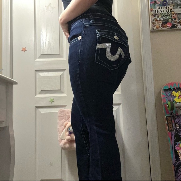 True Religion Dark Blue Flare Jeans - Picture 4 of 13